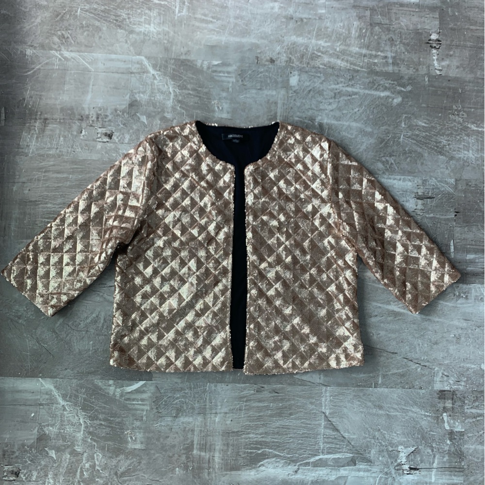 Gold sequin cropped cardigan